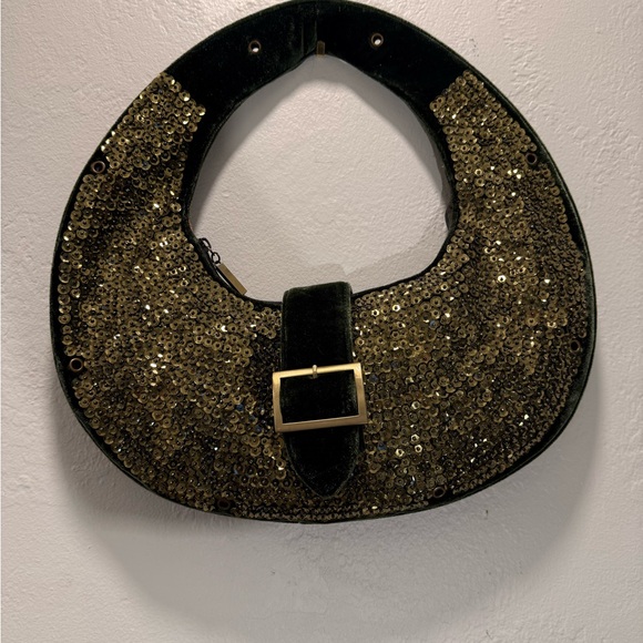 Big Buddha Handbags - Big Buddha Emerald Velvet & Beaded Sequin Handbag - Gold Hardware - Rare